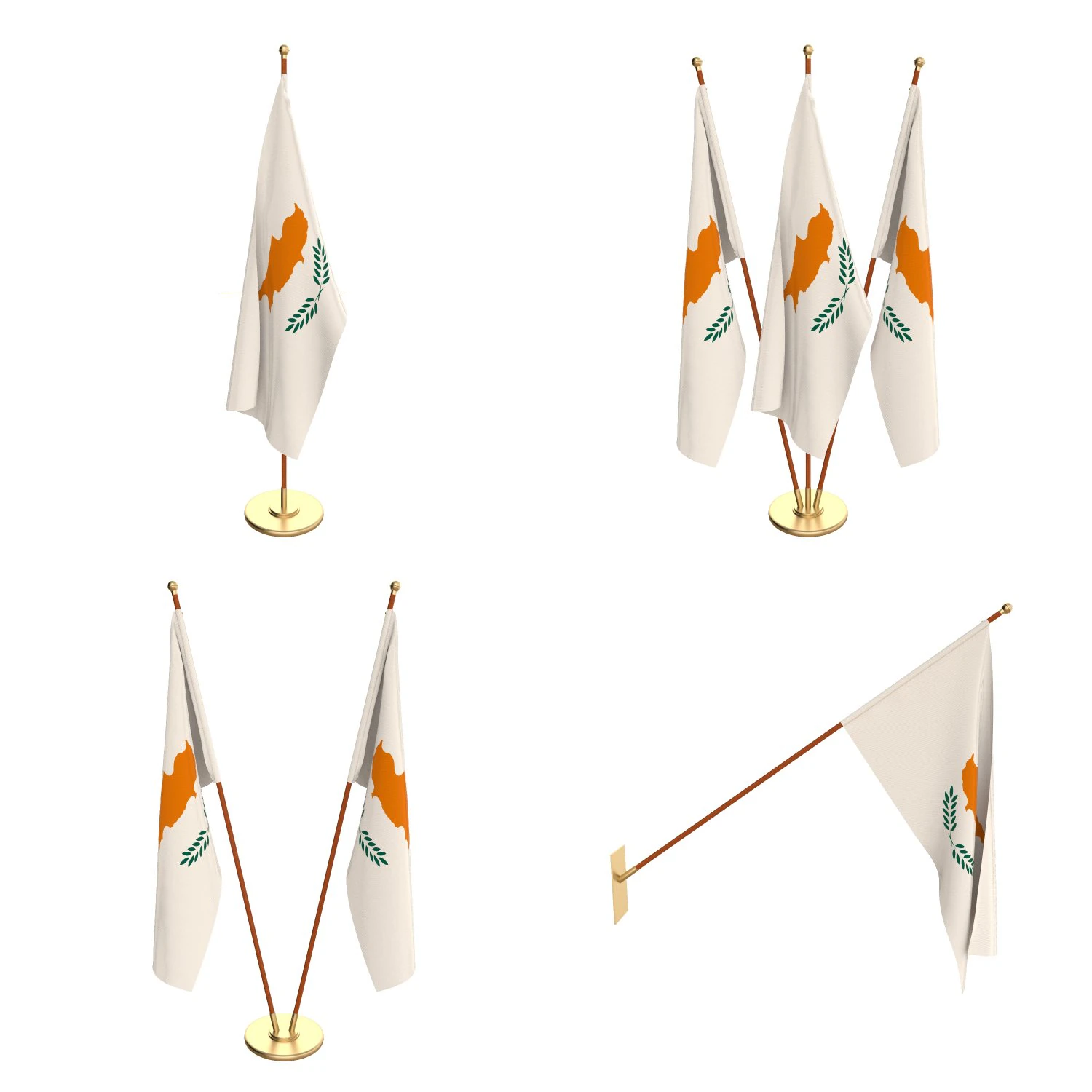 cyprus flag pack 3D Model .c4d .max .obj .3ds .fbx .stl .blend