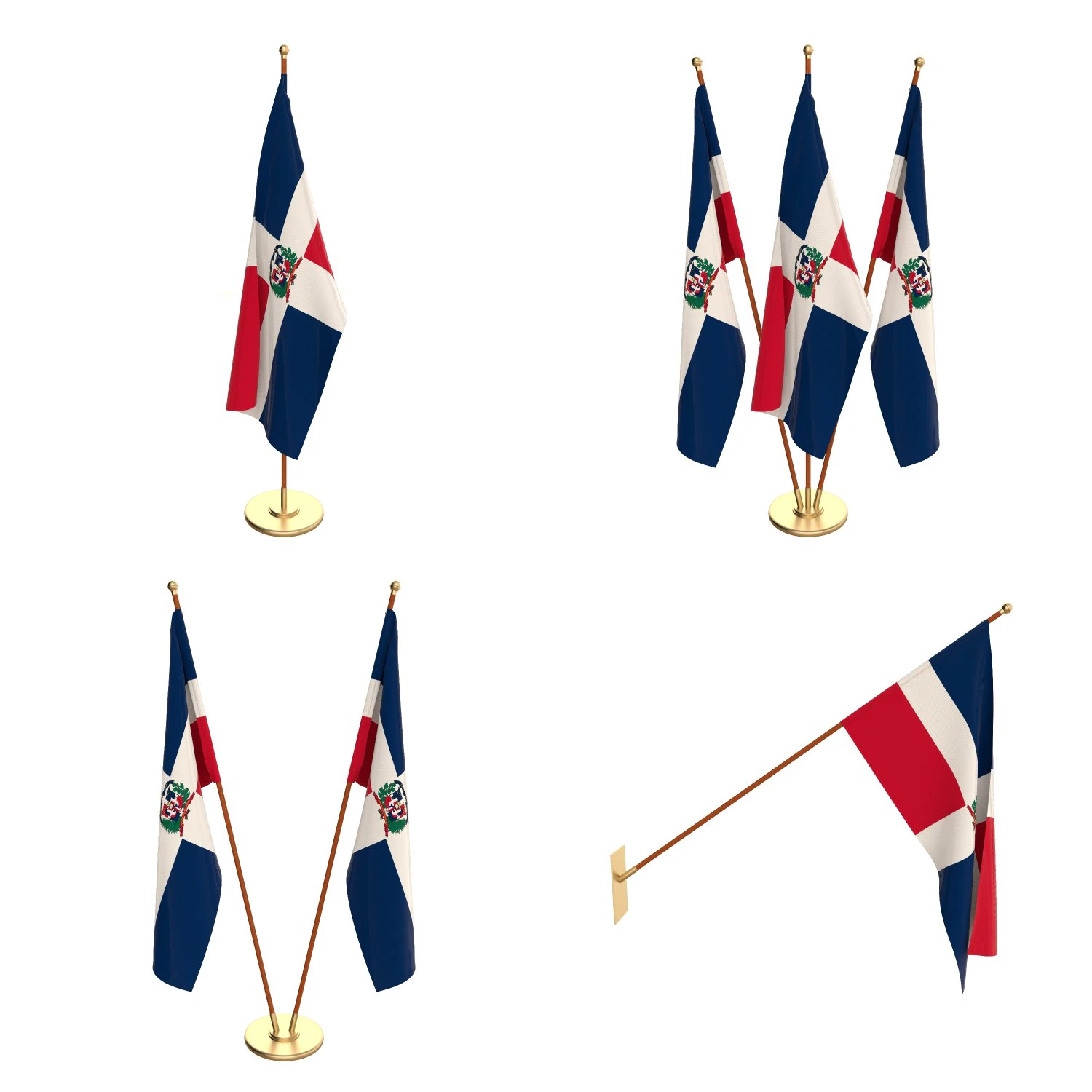 dominican republic flag pack 3D Model .c4d .max .obj .3ds .fbx .stl .blend 