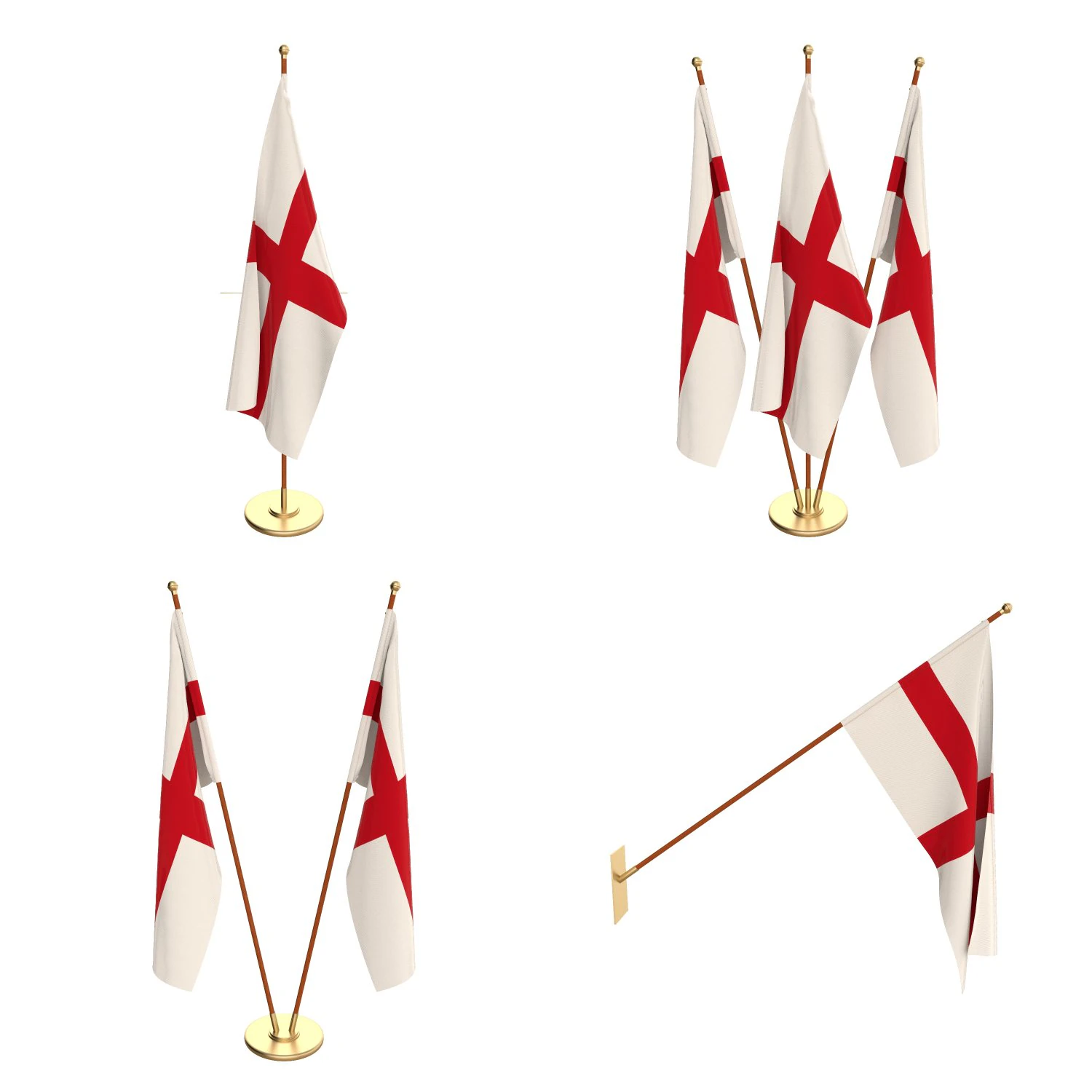 england flag pack 3D Model .c4d .max .obj .3ds .fbx .stl .blend 