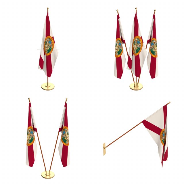 florida flag pack Model 3D .c4d .max .obj .3ds .fbx .stl .blend 