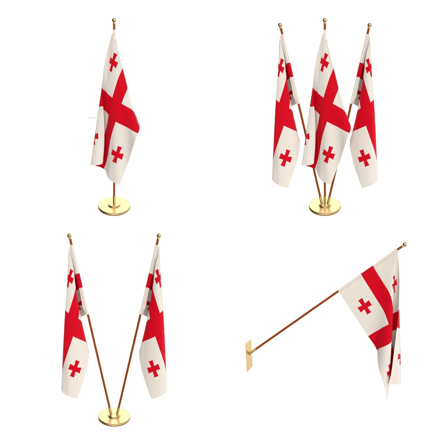 georgia flag pack 3D Model .c4d .max .obj .3ds .fbx .stl .blend