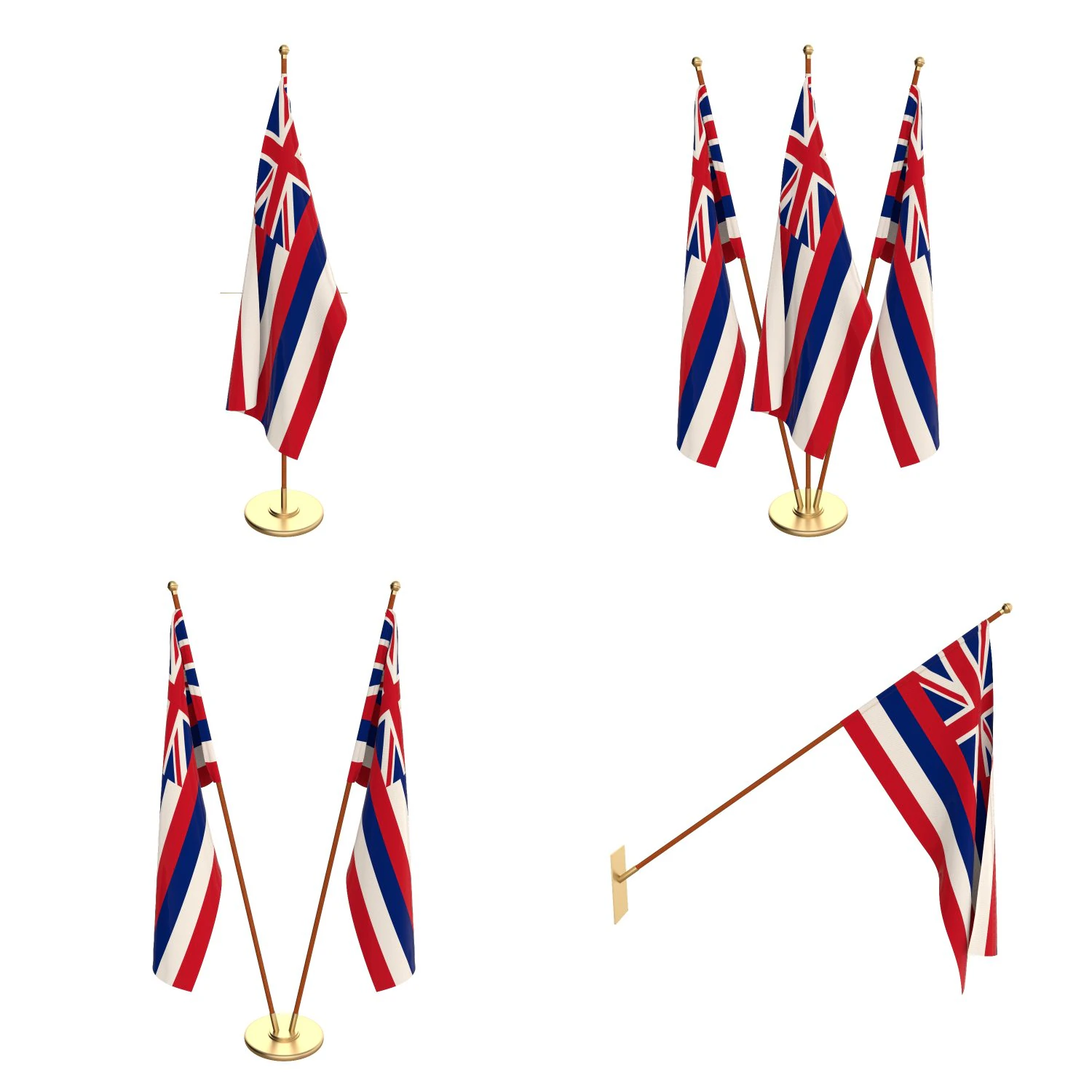 hawaii flag pack 3D Model .c4d .max .obj .3ds .fbx .stl .blend 