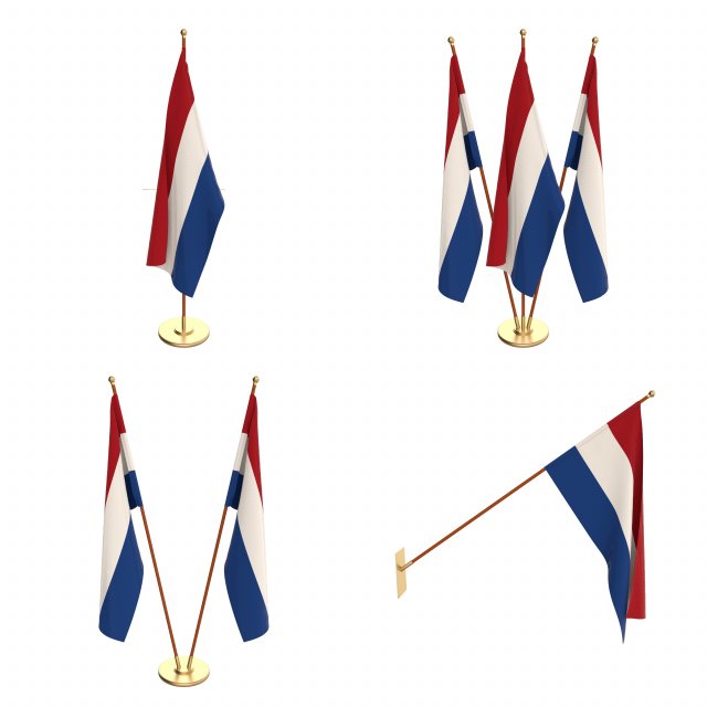 holland flag pack Modèle 3D .c4d .max .obj .3ds .fbx .stl .blend 