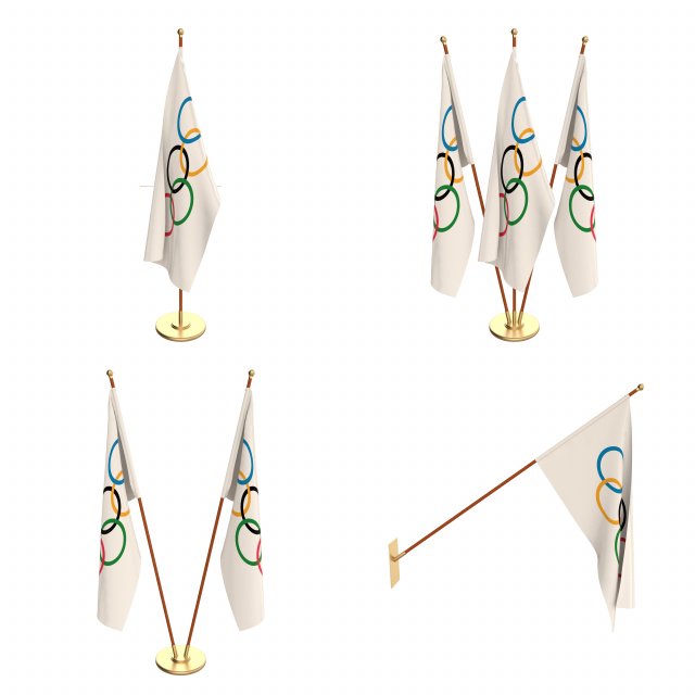 olympic flag pack 3D Model .c4d .max .obj .3ds .fbx .stl .blend 