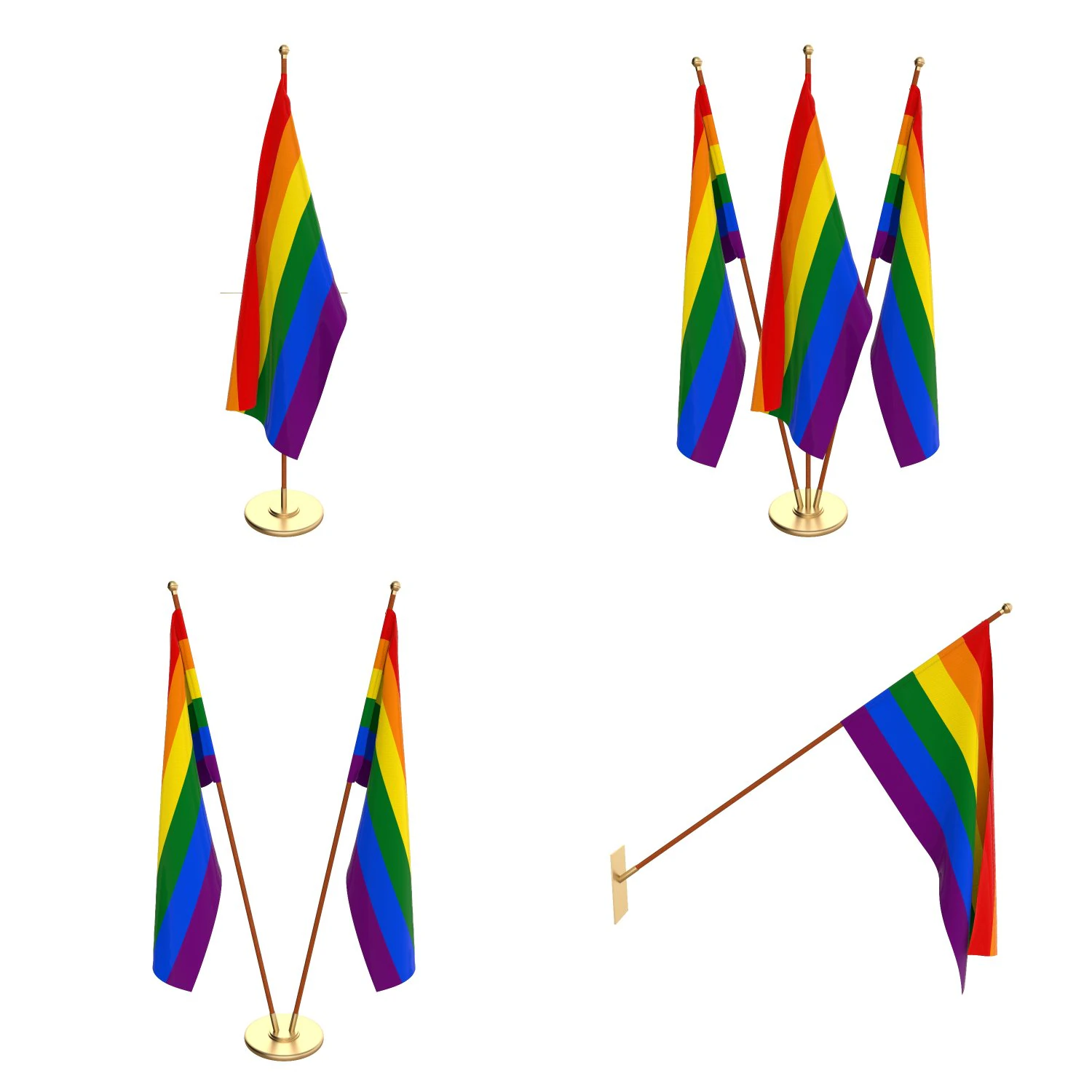 rainbow flag pack 3D Model .c4d .max .obj .3ds .fbx .stl .blend 