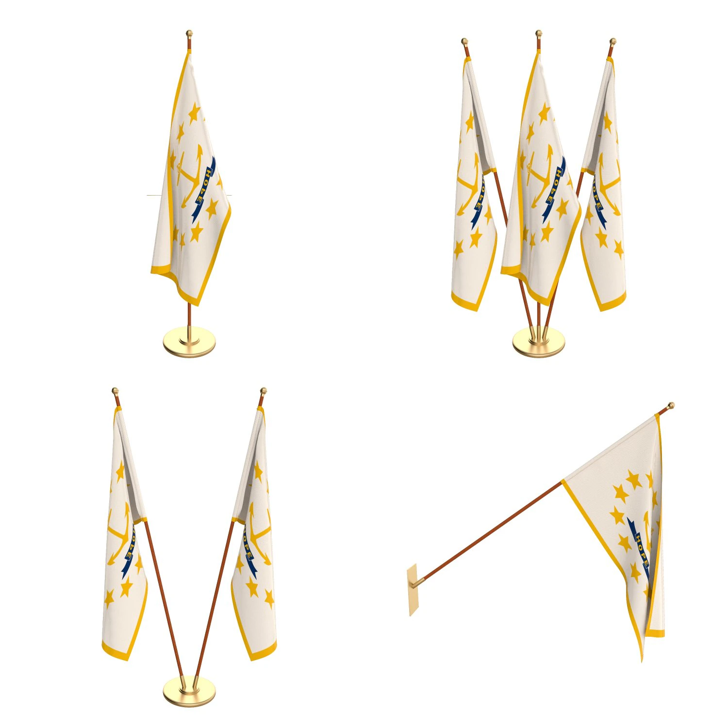 rhode island flag pack 3D Model .c4d .max .obj .3ds .fbx .stl .blend