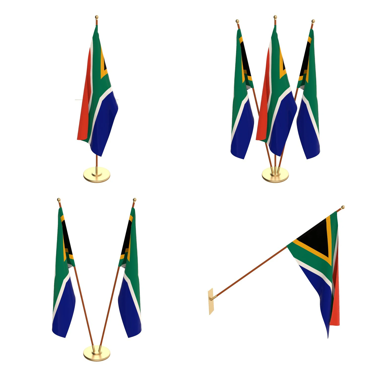 south africa flag pack 3D Model .c4d .max .obj .3ds .fbx .stl .blend