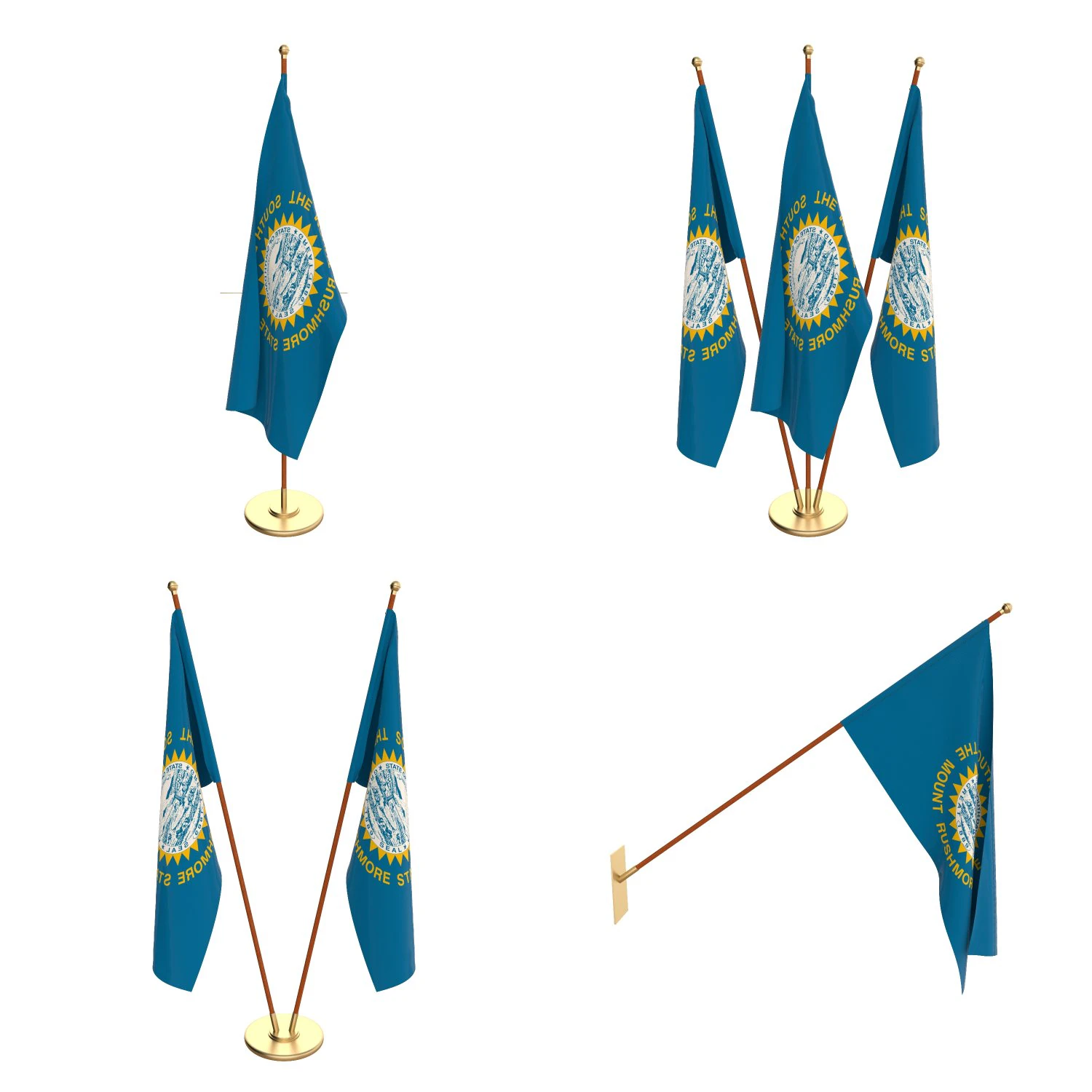 south dakota flag pack 3D Model .c4d .max .obj .3ds .fbx .stl .blend