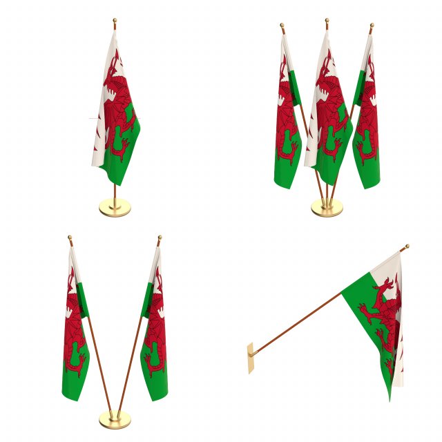 wales flag pack 3D 模型 .c4d .max .obj .3ds .fbx .stl .blend 