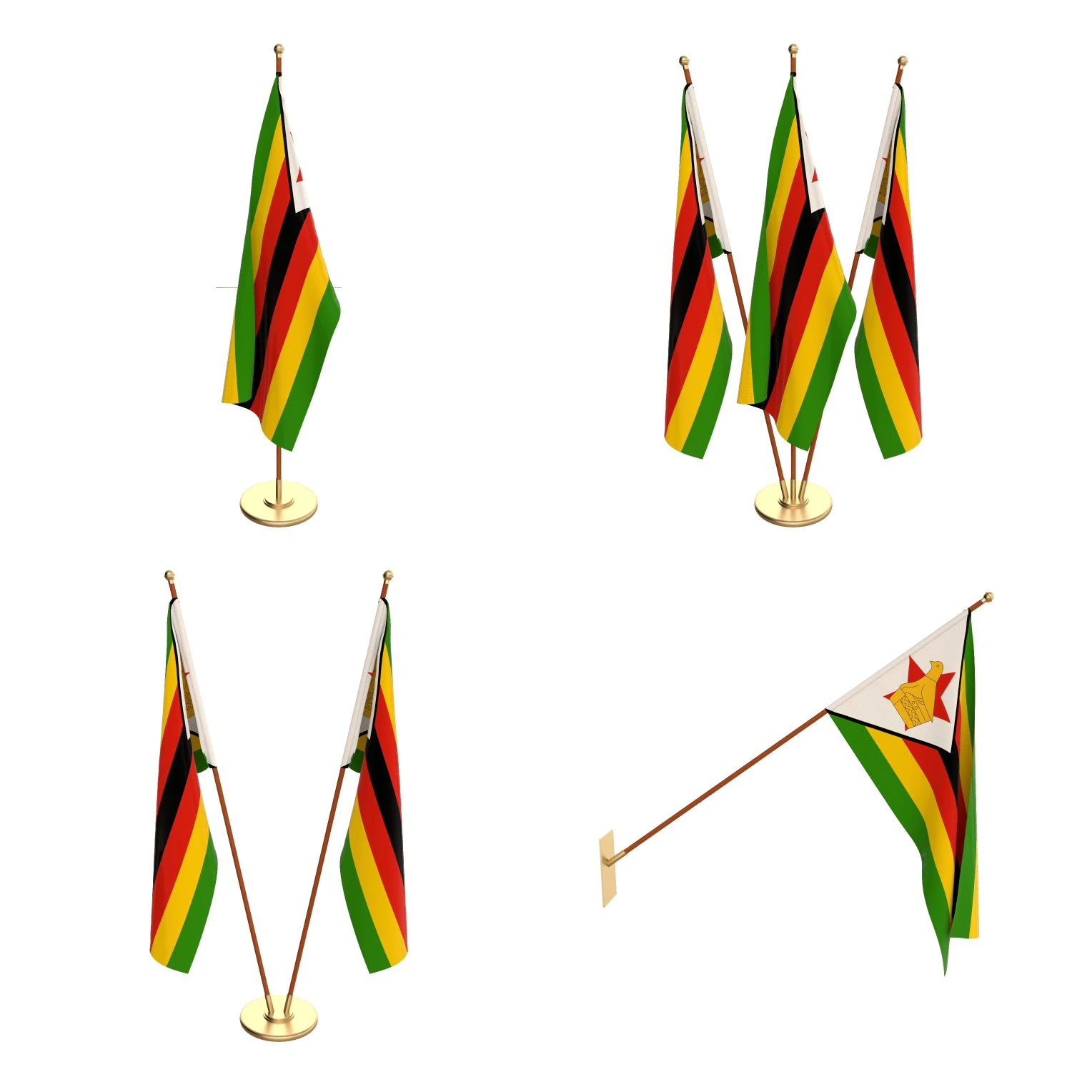 zimbabwe flag pack 3D Model .c4d .max .obj .3ds .fbx .stl .blend 