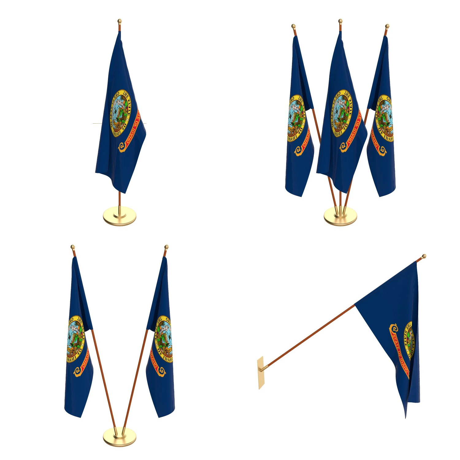 idaho flag pack 3D Model .c4d .max .obj .3ds .fbx .stl .blend 