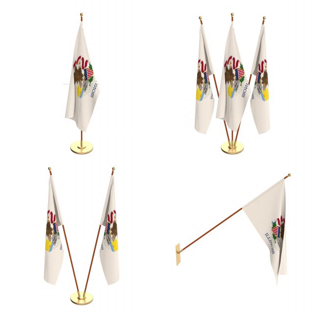 illionis flag pack Modelo 3D .c4d .max .obj .3ds .fbx .stl .blend 