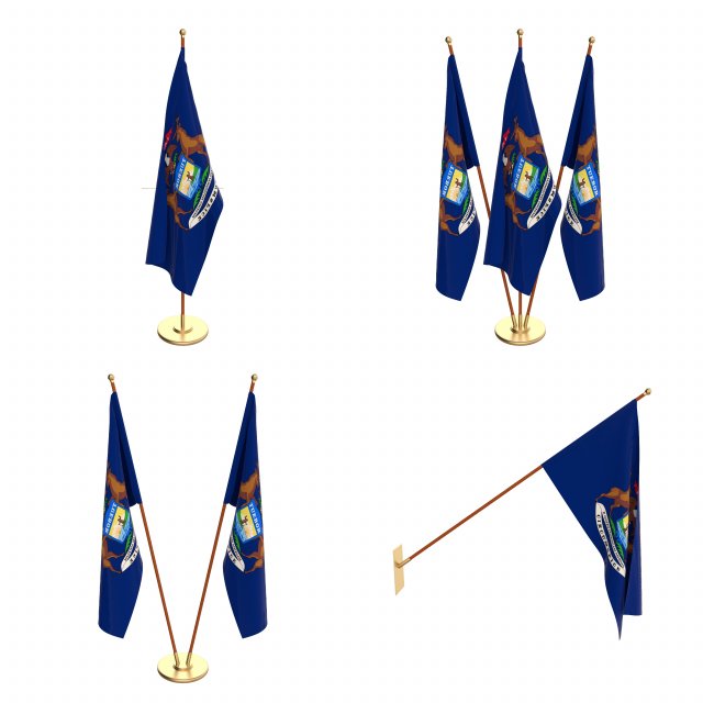 michigan flag pack Modello 3D .c4d .max .obj .3ds .fbx .stl .blend 