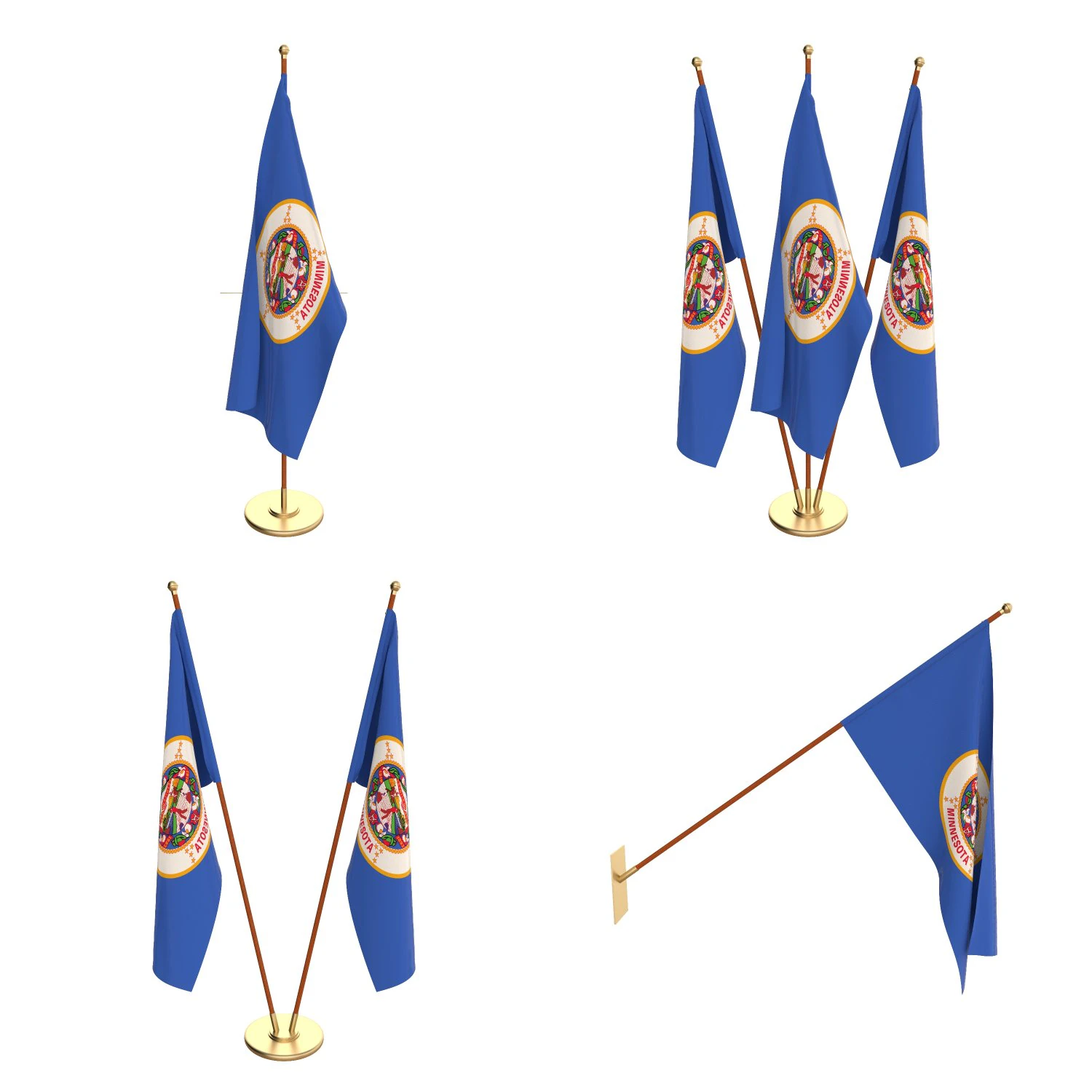 minnesota flag pack 3D Model .c4d .max .obj .3ds .fbx .stl .blend