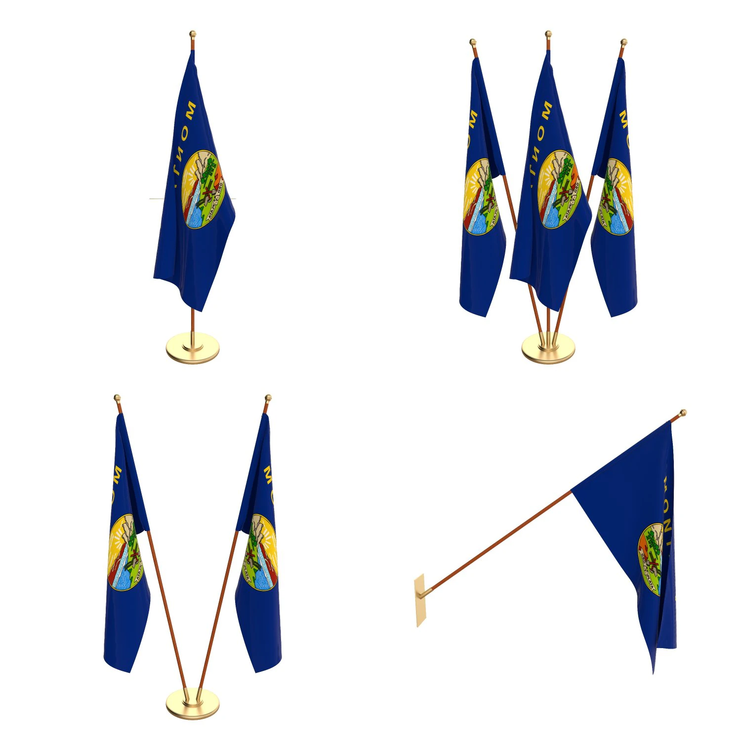 montana flag pack 3D Model .c4d .max .obj .3ds .fbx .stl .blend 
