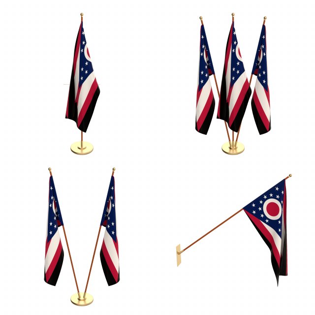 ohio flag pack 3D Model .c4d .max .obj .3ds .fbx .stl .blend 