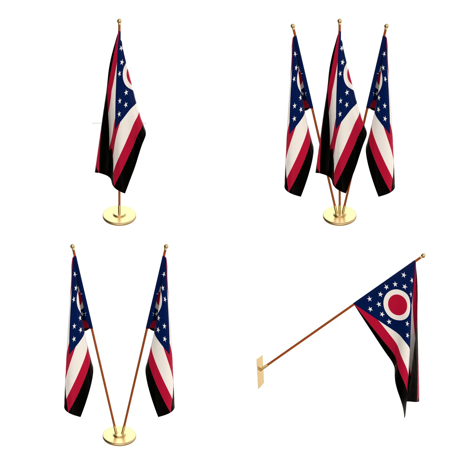 ohio flag pack 3D Model .c4d .max .obj .3ds .fbx .stl .blend 