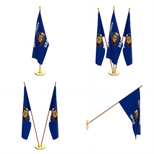 wisconsin flag pack 3D Model .c4d .max .obj .3ds .fbx .stl .blend 