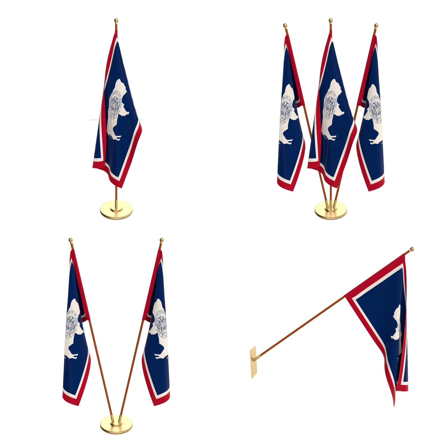 wyoming flag pack 3D Model .c4d .max .obj .3ds .fbx .stl .blend 