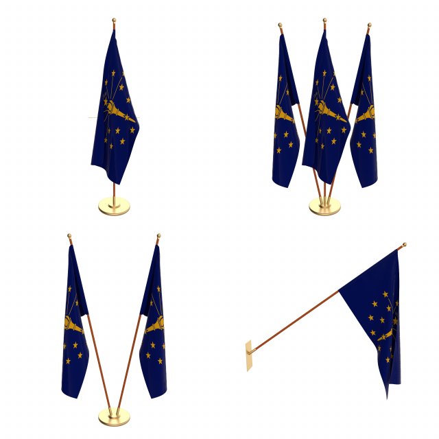 indiana flag pack 3D 模型 .c4d .max .obj .3ds .fbx .stl .blend 