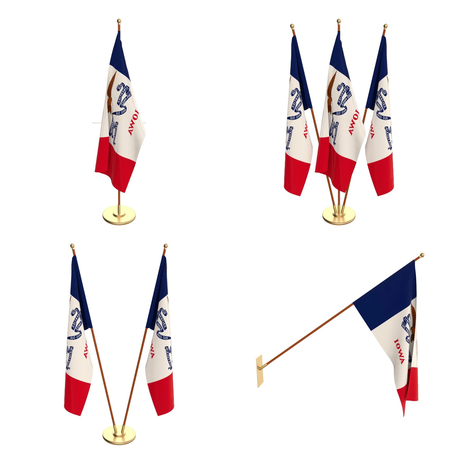 iowa flag pack 3D Model .c4d .max .obj .3ds .fbx .stl .blend 