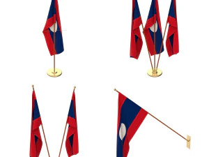 laos flag pack 3D Model