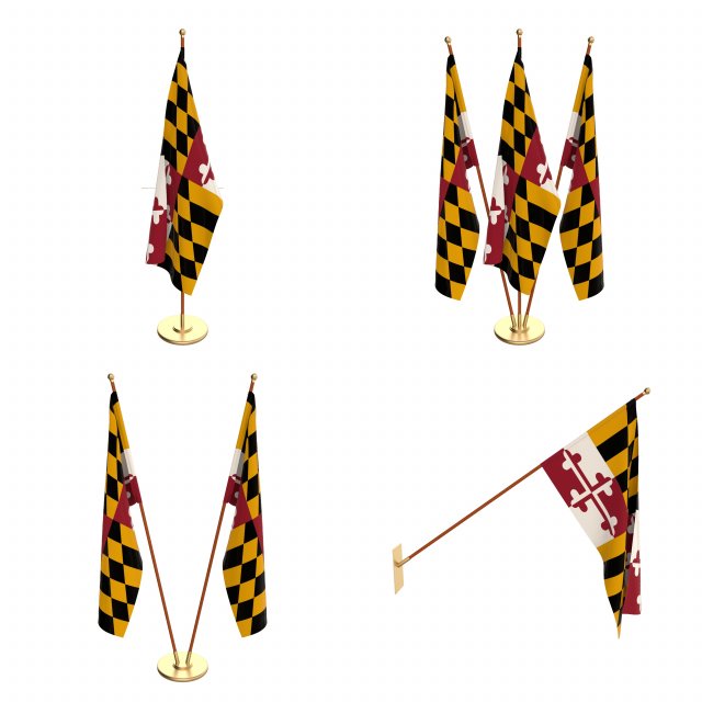 maryland flag pack Modèle 3D .c4d .max .obj .3ds .fbx .stl .blend 