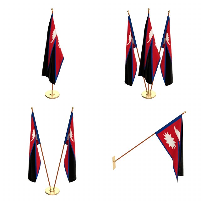 nepal flag pack 3D Модель .c4d .max .obj .3ds .fbx .stl .blend 