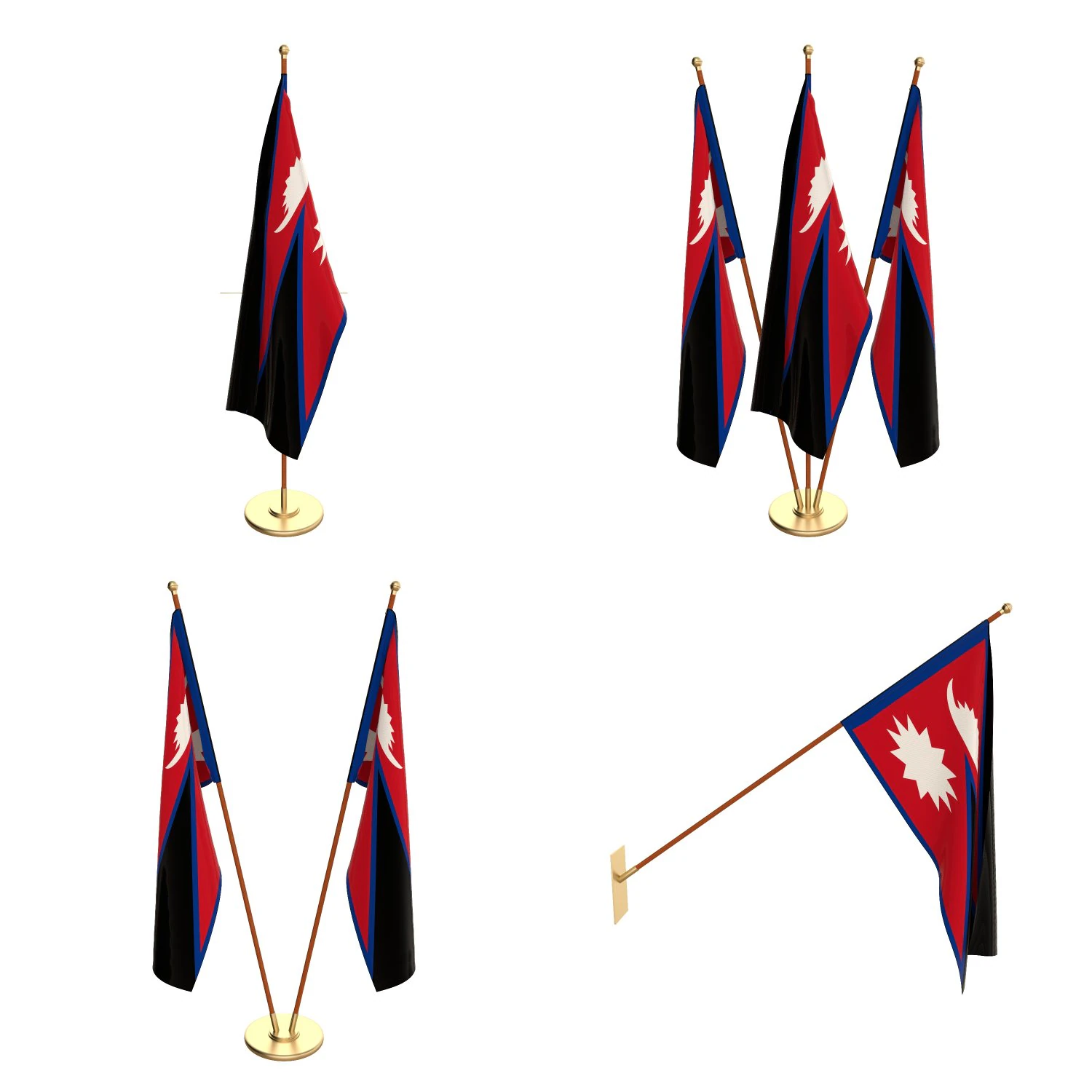 nepal flag pack 3D Model .c4d .max .obj .3ds .fbx .stl .blend