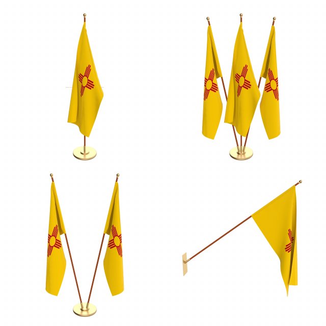 new mexico flag pack 3D Model .c4d .max .obj .3ds .fbx .stl .blend 