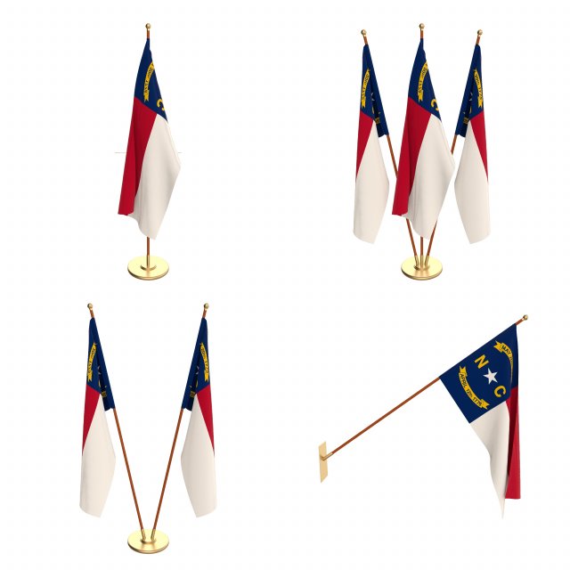 north carolina flag pack Modelo 3D .c4d .max .obj .3ds .fbx .stl .blend 