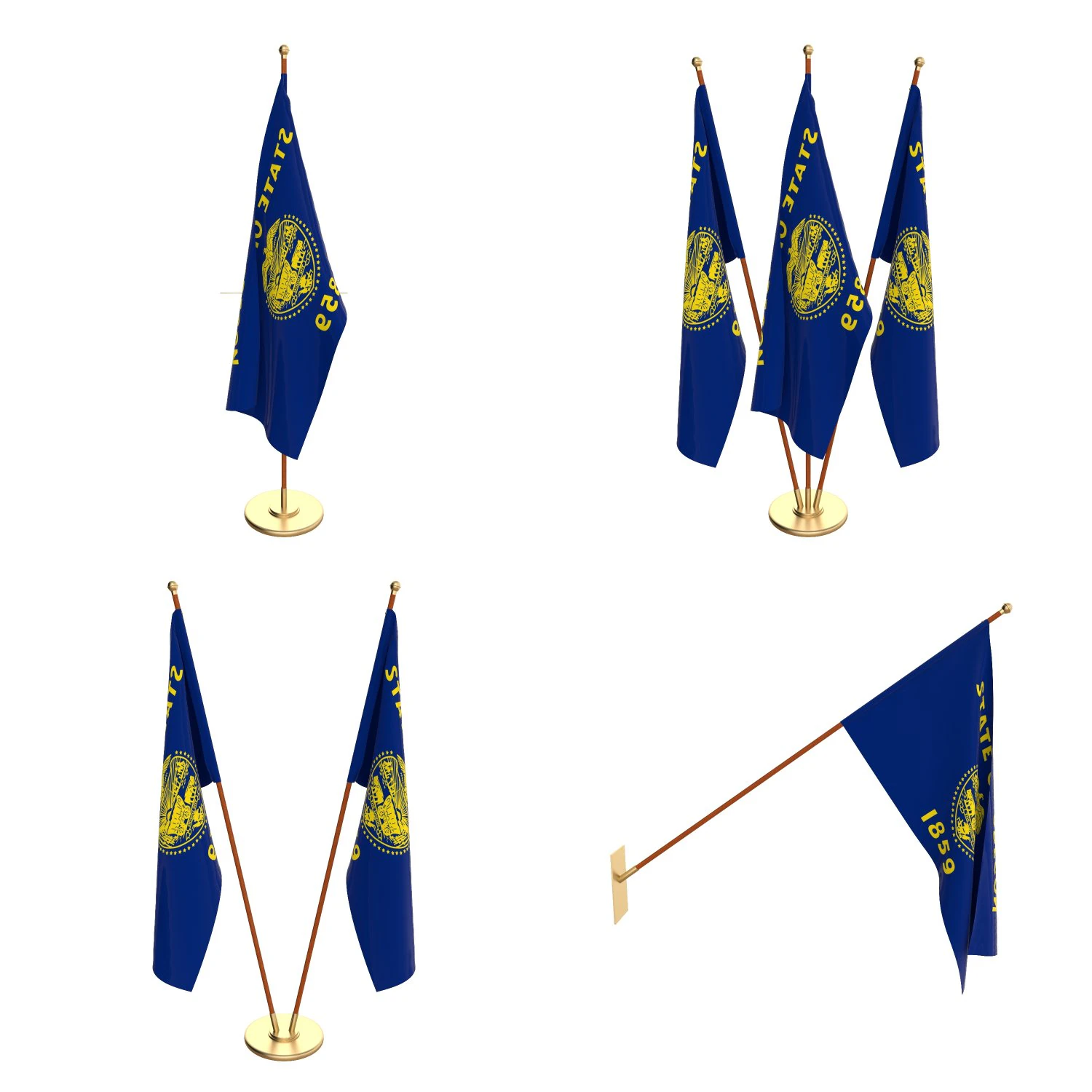 oregon flag pack 3D Model .c4d .max .obj .3ds .fbx .stl .blend 