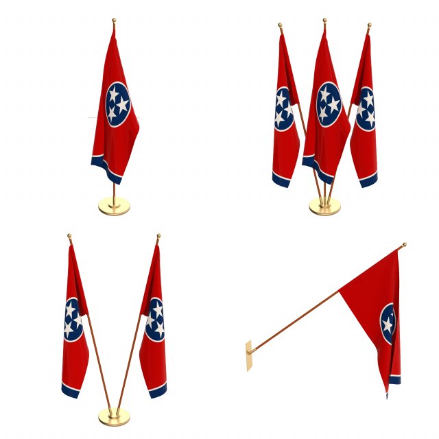 tennessee flag pack 3D Model .c4d .max .obj .3ds .fbx .stl .blend 