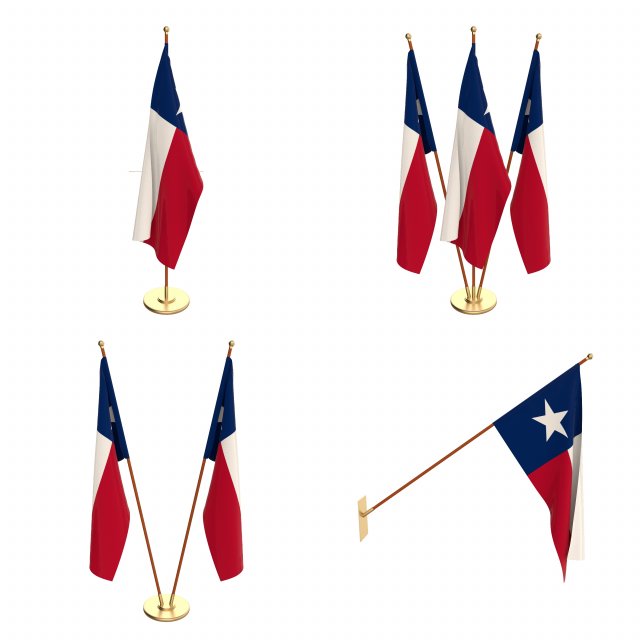 texas flag pack 3D Model .c4d .max .obj .3ds .fbx .stl .blend 