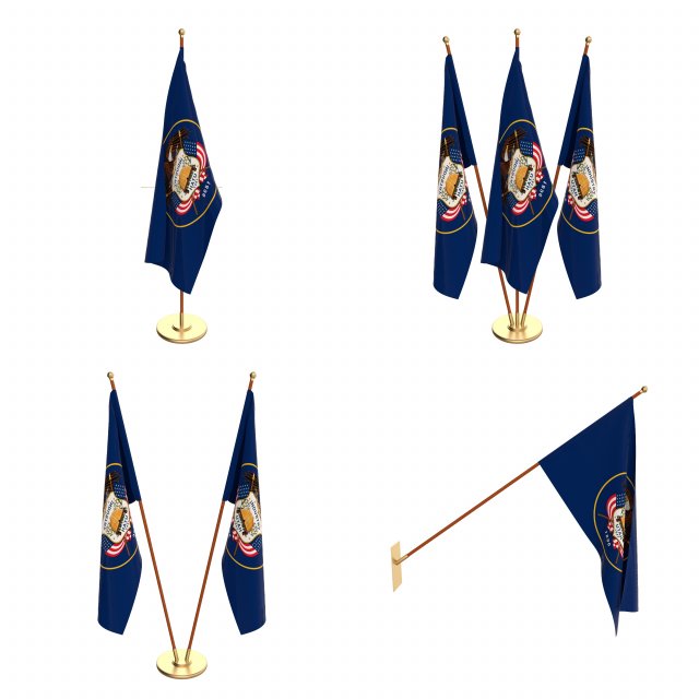 utah flag pack 3D Модель .c4d .max .obj .3ds .fbx .stl .blend 