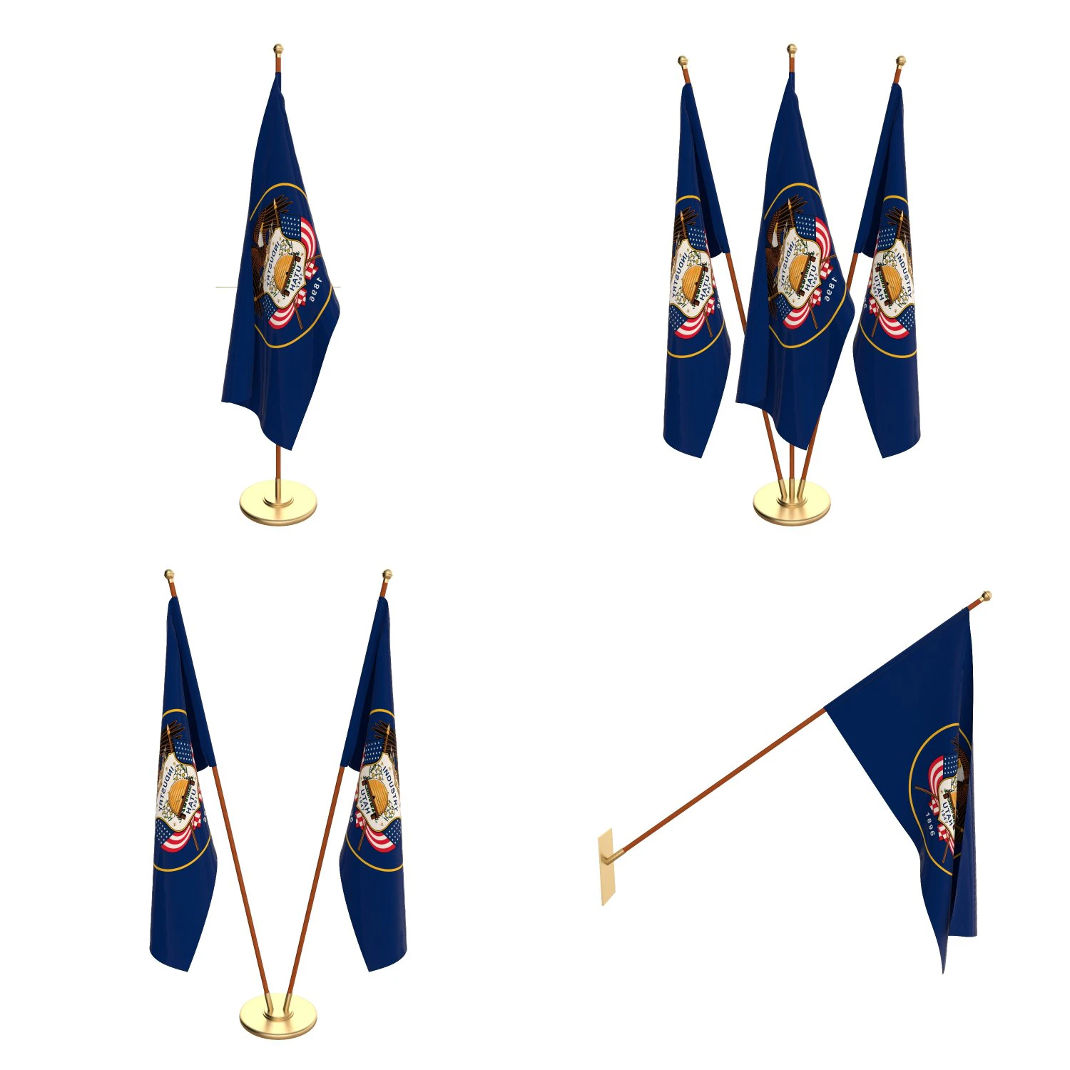 utah flag pack 3D Model .c4d .max .obj .3ds .fbx .stl .blend 