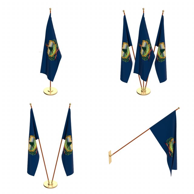 vermont flag pack 3D Model .c4d .max .obj .3ds .fbx .stl .blend 