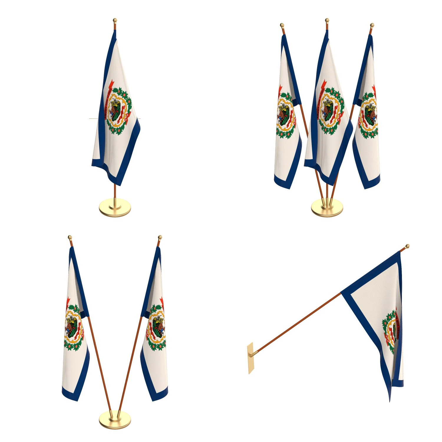 west virginia flag pack 3D Model .c4d .max .obj .3ds .fbx .stl .blend