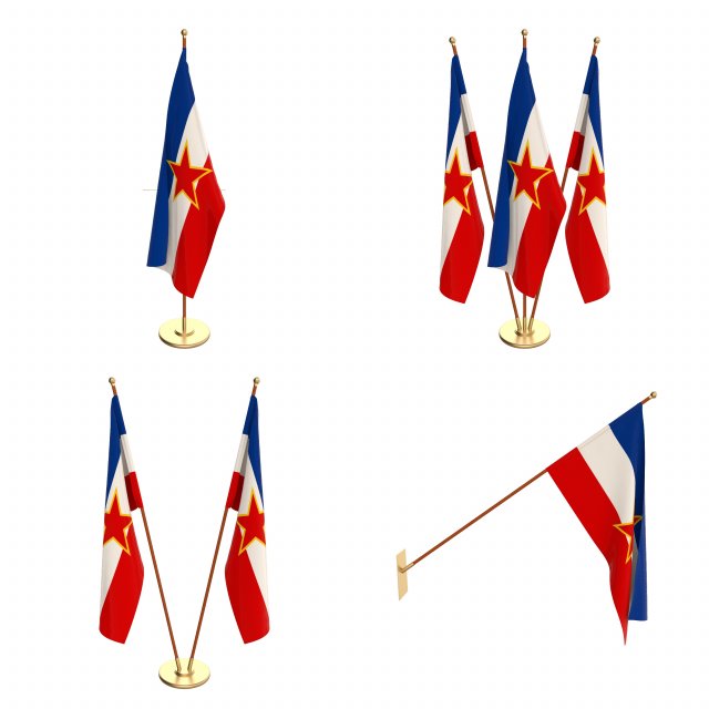 yugoslavia flag pack Modello 3D .c4d .max .obj .3ds .fbx .stl .blend 