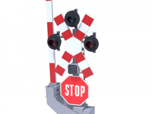 rail crossing traffic light 1 3D Model