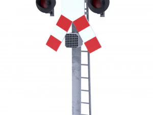 rail crossing traffic light 3 3D Model