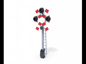 rail crossing traffic light 3 3D Model