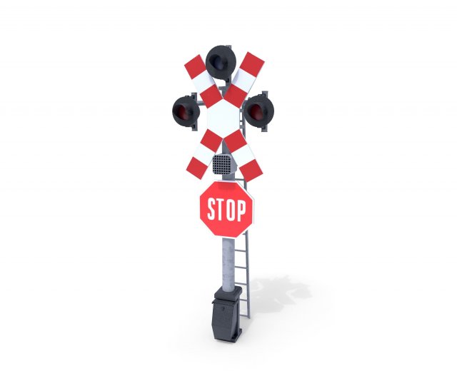 rail crossing traffic light 4 3D Model .c4d .max .obj .3ds .fbx .stl .blend 