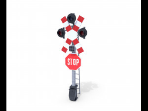 rail crossing traffic light 4 3D Model
