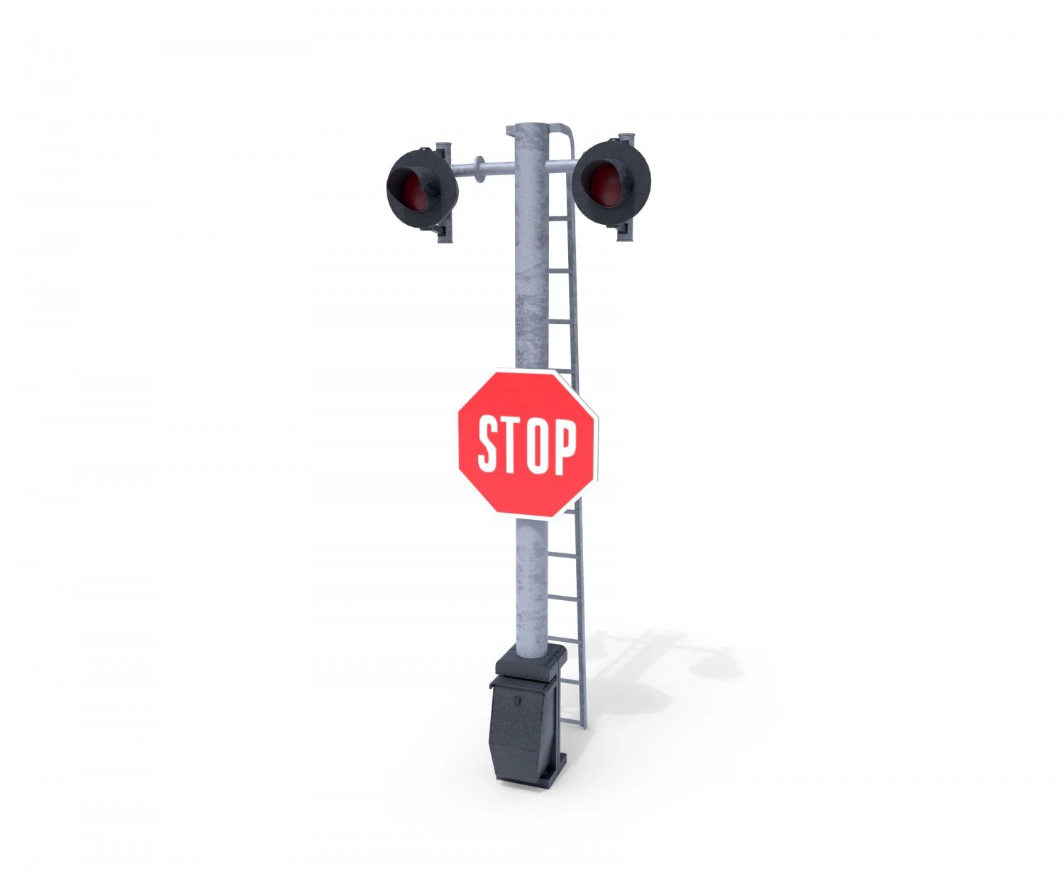 rail crossing traffic light 5 3D Model .c4d .max .obj .3ds .fbx .stl .blend