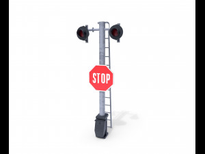 rail crossing traffic light 5 3D Model