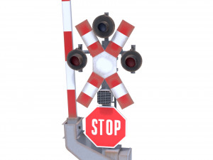 rail crossing traffic light weathered 1 Modello 3D