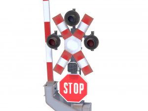 rail crossing traffic light weathered 1 3D Model