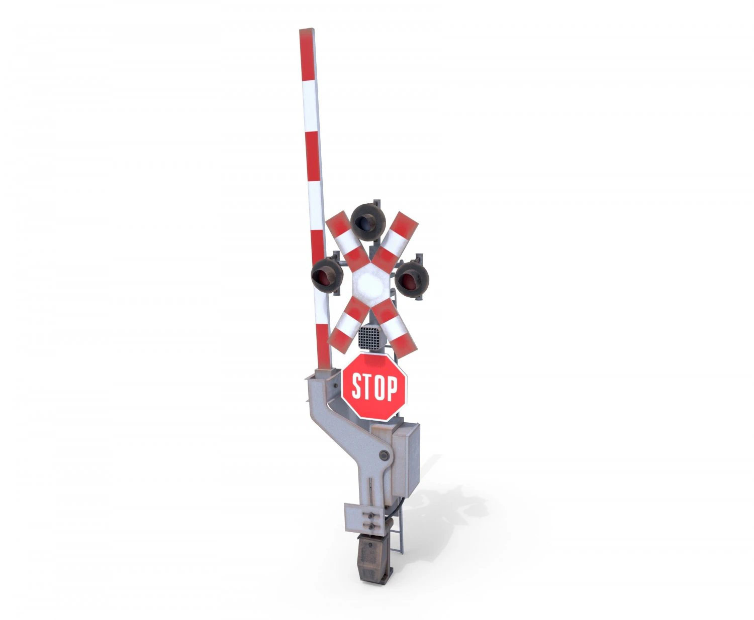 rail crossing traffic light weathered 1 3D Model .c4d .max .obj .3ds .fbx .stl .blend 