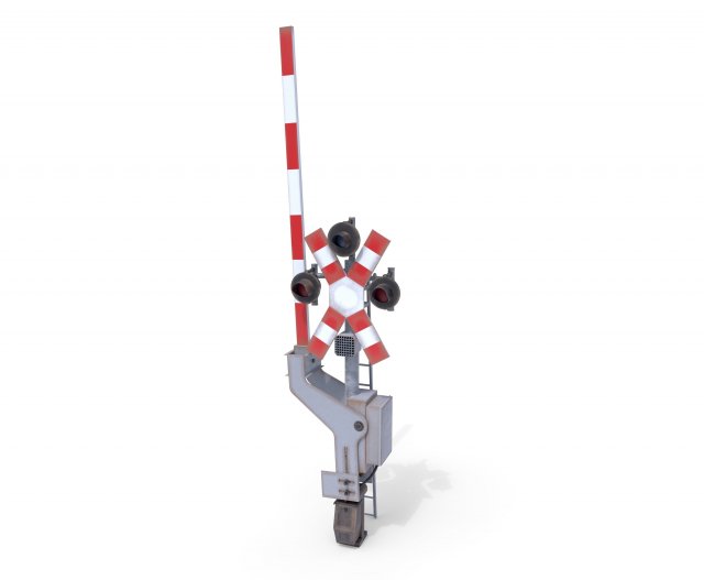 rail crossing traffic light weathered 2 3D Model .c4d .max .obj .3ds .fbx .stl .blend 